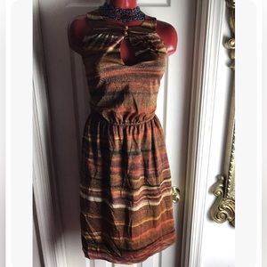 Women's CHETTA B Sleeveless Halter Dress - Elastic Waist - Size 4 - Metallic